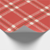 農家のヴィンテージ赤い緑のクリームプレイドクリスマス ラッピングペーパー (角)