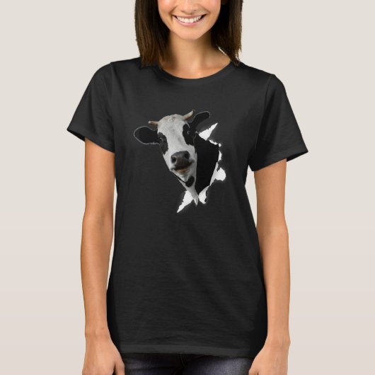 農家の動物のための牛破れ布 Tシャツ (正面)