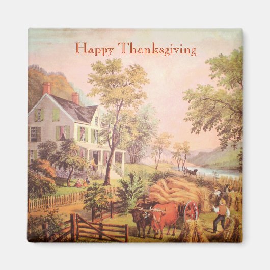 農家の収穫場面 |感謝祭マグネット マグネット (正面)