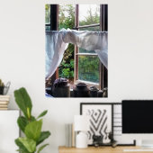 農家の台所の窓 ポスター (ホームオフィス)