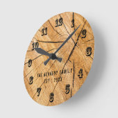 農家の国スタイルの姓の木の幹 ラウンド壁時計 (傾斜)