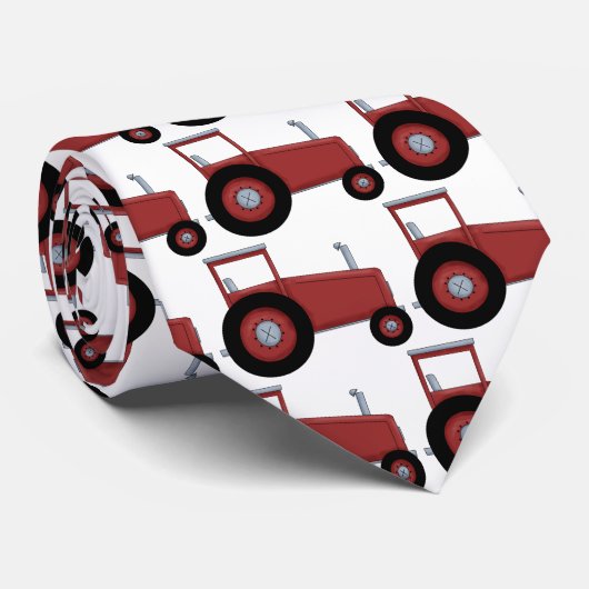 農家の大きく赤いトラクターの膚触りがよいメンズの首のタイ ネクタイ (ロール)