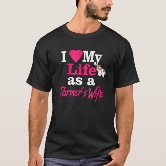 農家の妻としての私の人生を愛しています 面白い豚 牛 Tシャツ (正面)