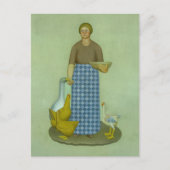 農家の妻とニワトリbyグラントウッド シーズンポストカード (正面)