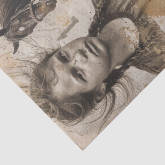 農家の娘と馬のデコパージュ 薄葉紙 (詳細)