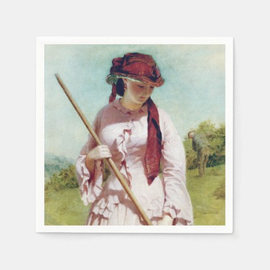 農家の娘(農村美しい) スタンダードカクテルナプキン (正面)