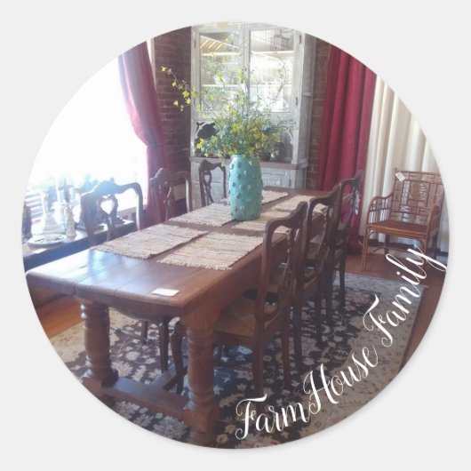 農家の家族の夕食 ラウンドシール (正面)