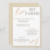 農家の小麦の茎のベーカリー価格パーソナライズされた 招待状 (正面/裏面)