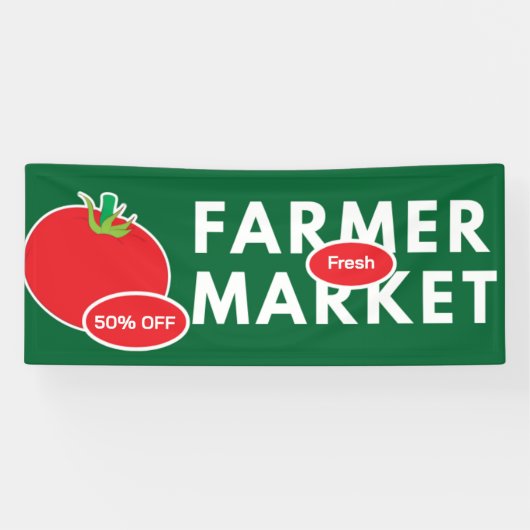 農家の市場で新鮮な野菜の水彩画 横断幕 (横)