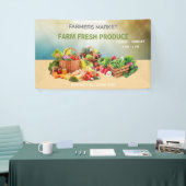 農家の市場で新鮮な野菜を水彩画で描いたもの 小さいサイズ 横断幕 (トレードショー)