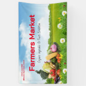 農家の市場で水彩画の新鮮な小さな農産物 横断幕 (縦)