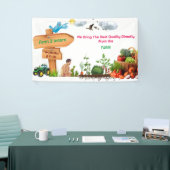 農家の市場で水彩画の新鮮な小さな農産物 横断幕 (トレードショー)