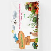 農家の市場で水彩画の新鮮な小さな農産物 横断幕 (縦)