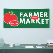 農家の市場で水彩画の新鮮な小さな農産物 横断幕 (トレードショー)