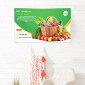 農家の市場で水彩画の新鮮な小さな農産物 横断幕 (インサイチュ)