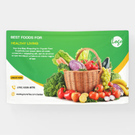 農家の市場で水彩画の新鮮な小さな農産物 横断幕