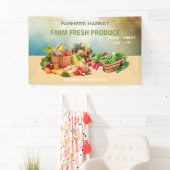 農家の市場で水彩画の新鮮な小さな農産物 横断幕 (インサイチュ)
