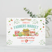 農家の市場で育てられた野菜や果物 レッドガールパーティー 招待状 (スタンド正面)