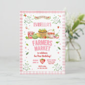 農家の市場で育てられた野菜や果物 女の子の誕生日 招待状 (スタンド正面)