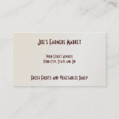 農家の市場の健康食品の名刺 名刺 (裏面)