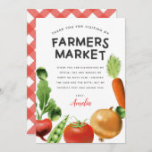 農家の市場をテーマにした子供の誕生日パーティー サンキューカード (正面/裏面)