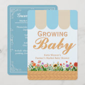 農家の市場ベビーシャワー - 青 招待状 (正面/裏面)