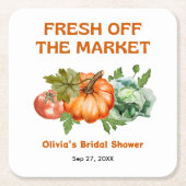 農家の市場 フレッシュ オフ ザ マーケット ブライダル シャワー スクエアペーパーコースター (正面)