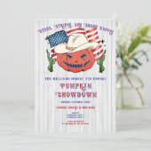 農家の愛国的なパンプキンショーダウンハロウィーン 招待状 (スタンド正面)