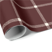 農家の手描き格子模様マルーンワイン ラッピングペーパー (ロールコーナー)