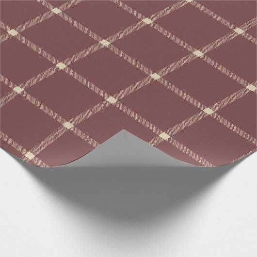 農家の手描き格子状チョコレートココアブラウン ラッピングペーパー (角)