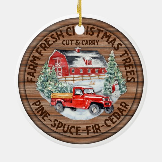 農家の新鮮なクリスマスツリーの両面 セラミックオーナメント (裏面)