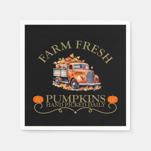農家の新鮮な水の色のカボチャ離れの秋秋 スタンダードカクテルナプキン (正面)
