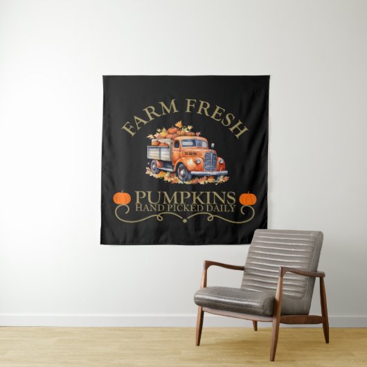 農家の新鮮な水の色のカボチャ離れの秋秋 タペストリー (インサイチュ)