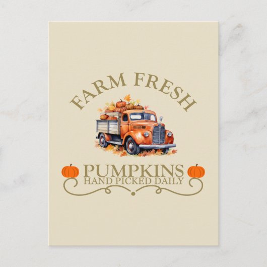 農家の新鮮な水の色のカボチャ離れの秋秋 ポストカード (正面)