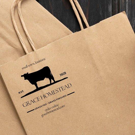 農家の新鮮な牛肉の草の完成市場の名前を追加 ラバースタンプ