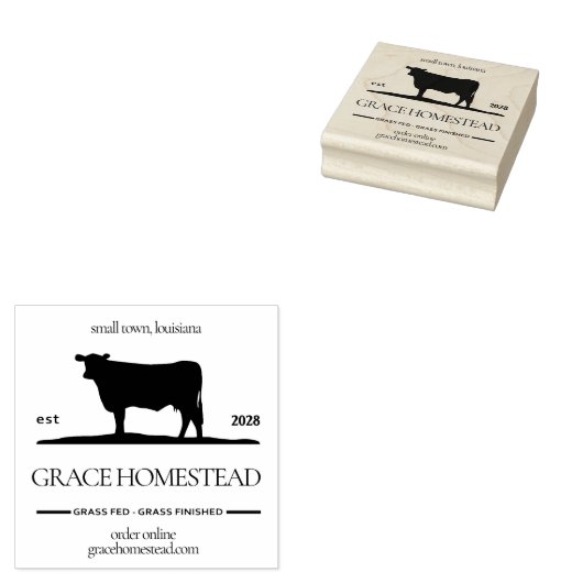 農家の新鮮な牛肉の草の完成市場の名前を追加 ラバースタンプ (押印)