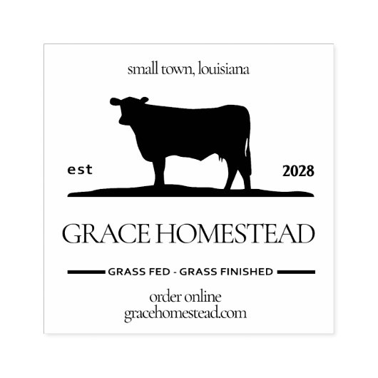 農家の新鮮な牛肉の草の完成市場の名前を追加 ラバースタンプ (インプリント)