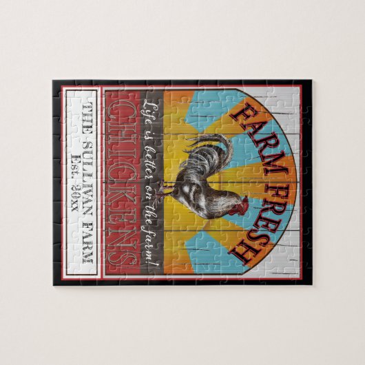 農家の新鮮鶏の国素朴家名 ジグソーパズル (横)