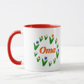 農家の明るいオランダチューリップ模様Oma マグカップ (左)