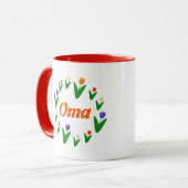 農家の明るいオランダチューリップ模様Oma マグカップ (正面左)