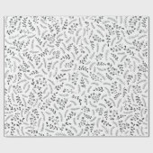 農家の暗い灰色の白い素朴な葉のパターン ラッピングペーパー (フラット)