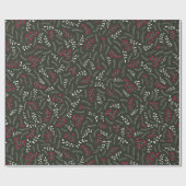 農家の松の木の素朴な葉のパターン ラッピングペーパー (フラット)