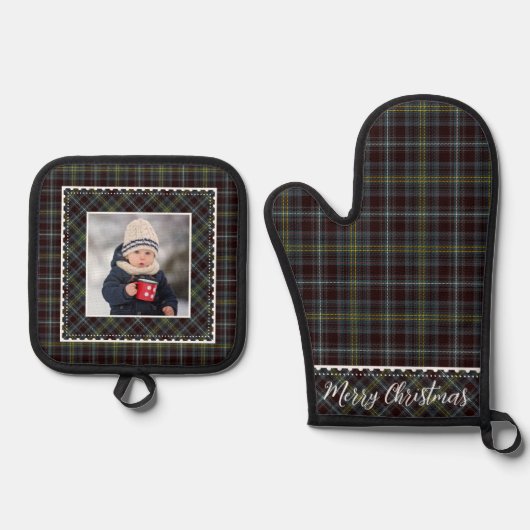 農家の格子戸の家族写真 鍋つかみ&鍋敷きセット (正面)