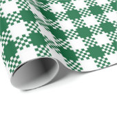 農家の格子緑の白い田舎風の水牛のパターン ラッピングペーパー (ロールコーナー)