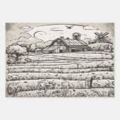 農家の水彩包み紙シート ラッピングペーパーシート (正面3)