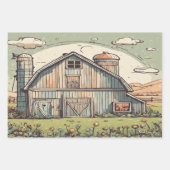 農家の水彩包み紙シート ラッピングペーパーシート (正面)