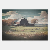 農家の水彩包み紙シート ラッピングペーパーシート (正面)