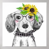 農家の犬ひまわり保育園プリント | 犬プリント ポスター (正面)