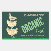 農家の生卵オーガニックフリー鶏 長方形シール (正面)