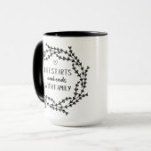 農家の生活の開始と終了と家族コーヒーマグ マグカップ (正面左)